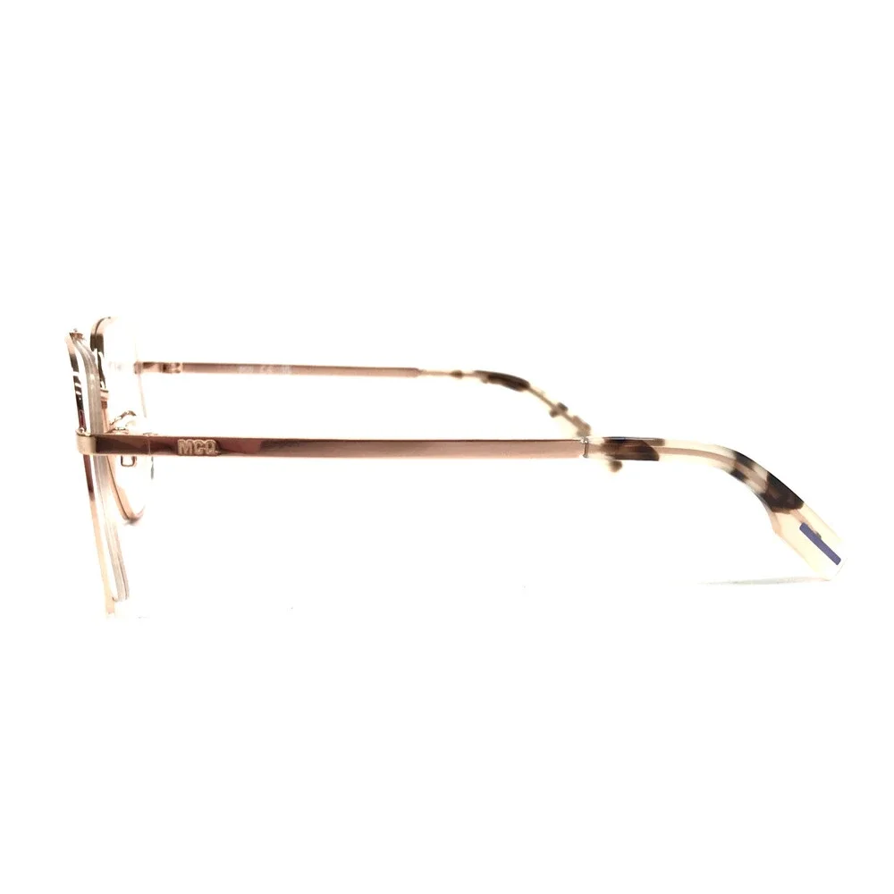 Alexander McQueen Eyeglasses Frames MQ0318O 003 Polished Gold Semi Rim 52-18-140